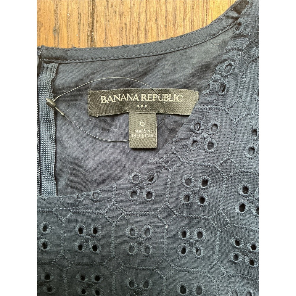 NWOT Banana Republic Midi Size 6 Dress Navy 100% Cotton Sundress Sleeveless NEW - Picture 3 of 12